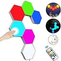 Paneles LED Hexagonal con Control Remoto-Luces LED Pared Control Táctil RGB Neon Pared Inteligentes Luz Nocturna-Panel…